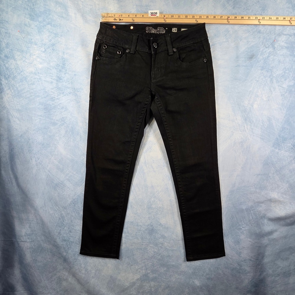 Miss Me Skinny Jeans Black Denim Low Rise JS4009S29 Womens Size 28